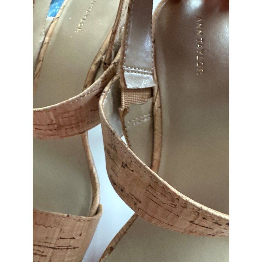 Ann Taylor Strappy Slingback Sandals Cork Wrapped Block Heel Open Toe Size 11 - Picture 5 of 9